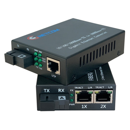 Bộ chuyển đổi quang điện GNETCOM 1 ra 2 LAN 10/100/1000M