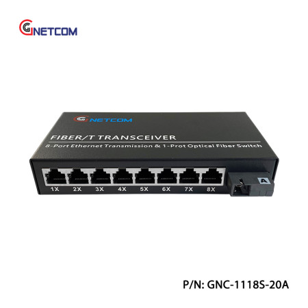 Bộ chuyển đổi quang điện 8 cổng LAN GNETCOM 10/100Mbps GNC-1118S-20A