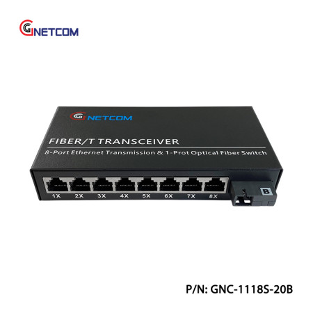 Bộ chuyển đổi quang điện 8 cổng LAN GNETCOM 10/100Mbps GNC-1118S-20B