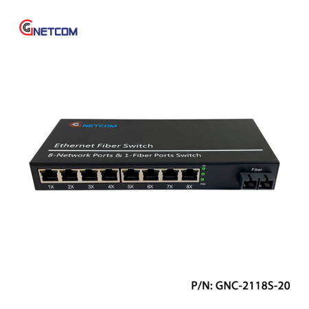 Bộ chuyển đổi quang điện 8 cổng Gigabit GNETCOM GNC-2118S-20