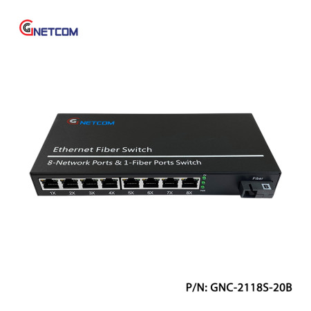 Bộ chuyển đổi quang điện 8 cổng Gigabit GNETCOM GNC-2118S-20B