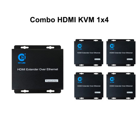 Bộ chuyển đổi hdmi sang lan có cổng usb 200m Ho-link 1 ra 4 màn hình