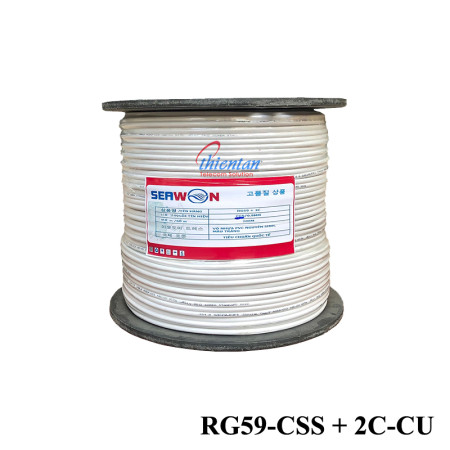 Cáp đồng trục liền nguồn Seawon RG59-CSS + 2C-CU