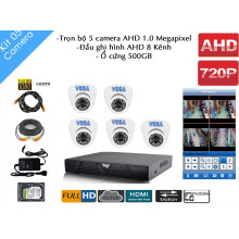 Trọn bộ 5 Camera AHD Vega - Đầu ghi hình AHD 8 Kênh.