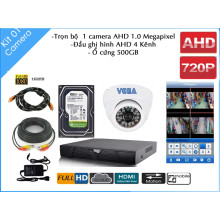 Trọn bộ 1 Camera AHD Vega - Đầu ghi hình AHD 4 Kênh