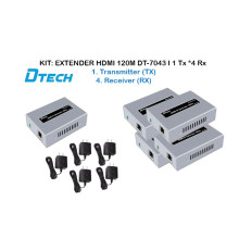 Bộ kéo dài HDMI 1 ra 4 màn hình DTECH khoảng cách 120m