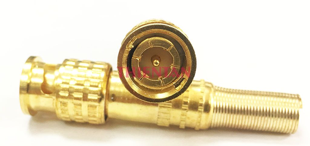 BNC01-V màu vàng lò xo vặn, lõi đồng Jack BNC01-V vàng lò xo vặn, lõi đồng