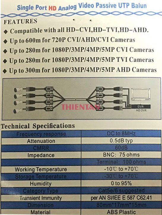 Balun HD chống sét tốt BL-3203-HD