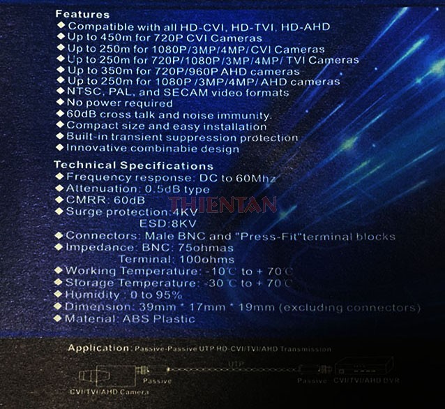 Bộ chuyển đổi video balun cho camera CVI/TVI/AHD BL-HD5M