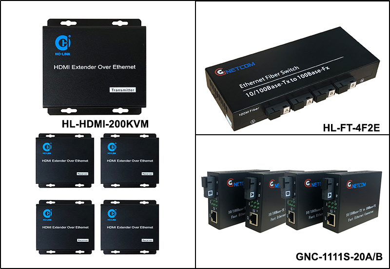 giải pháp truyền HDMI qua quang 1 ra 4 kèm cổng usb