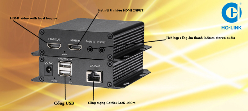 bộ chuyển đổi hdmi sang lan có cổng usb 1 truyền 5 nhận