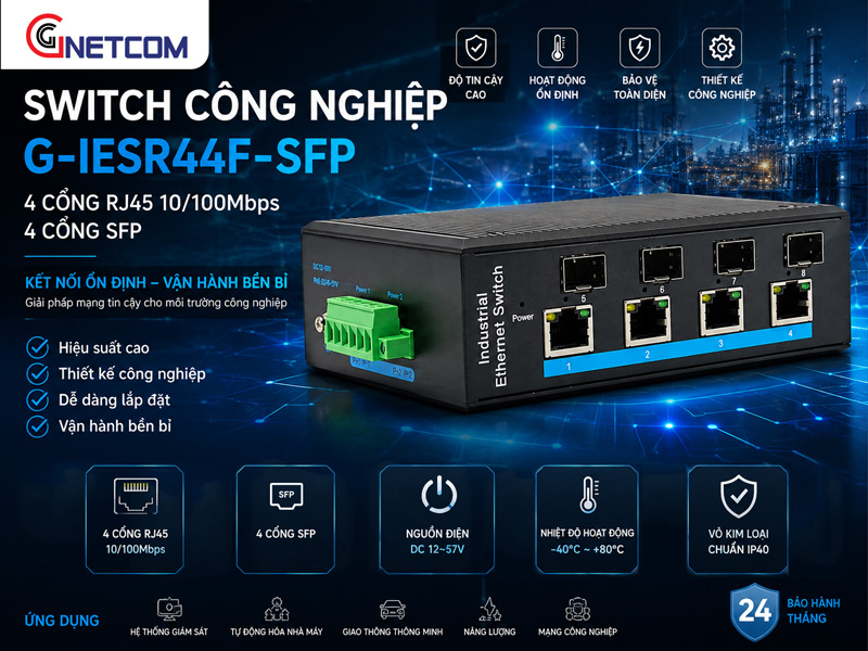 Switch công nghiệp Gnetcom G-IESR44F-SFP Switch công nghiệp Gnetcom G-IESR44F-SFP