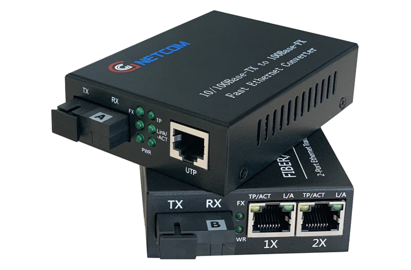 bộ chuyển đổi quang điện 1 ra 2 cổng lan gnetcom 100Mbps