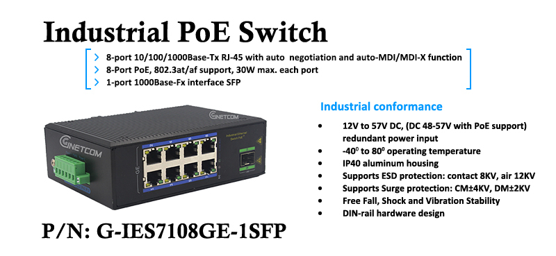 switch công nghiệp 8 cổng PoE GNETCOM G-IES7108GE-1SFP switch công nghiệp 8 cổng PoE GNETCOM G-IES7108GE-1SFP