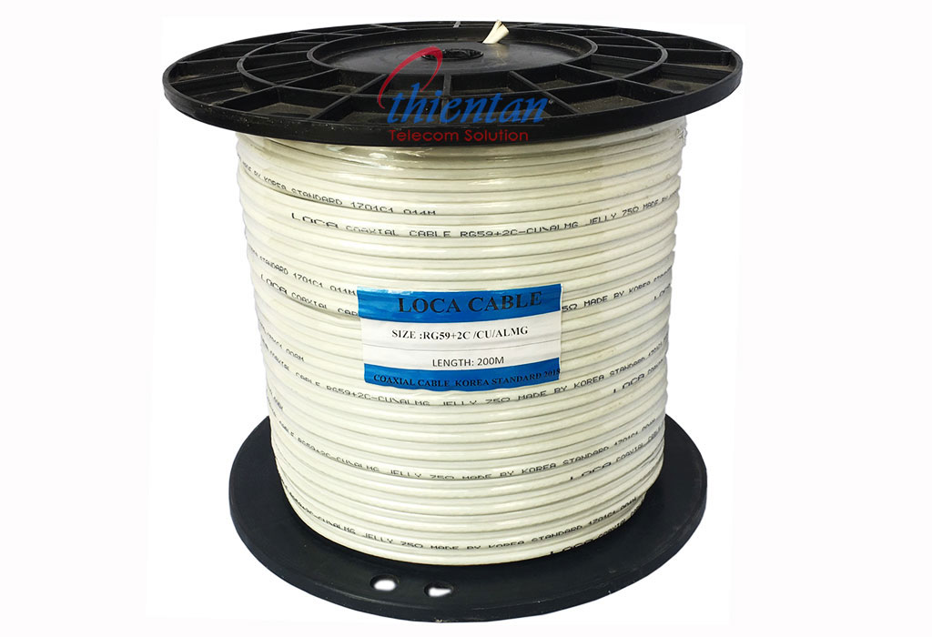 d&acirc;y đồng trục li&ecirc;n nguồn Loca RG59+2C Korea cuộn 200m