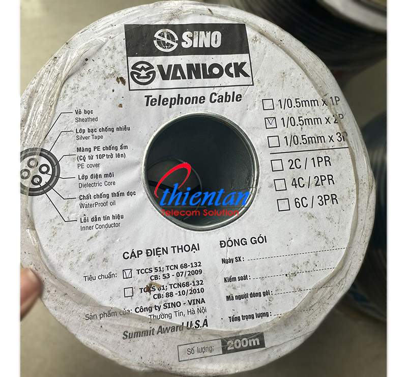 cáp điện thoại 2 đôi 4 lõi sino