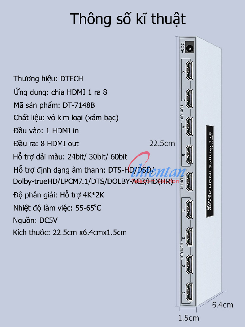 bộ chia HDMI Dtech DT-7148B