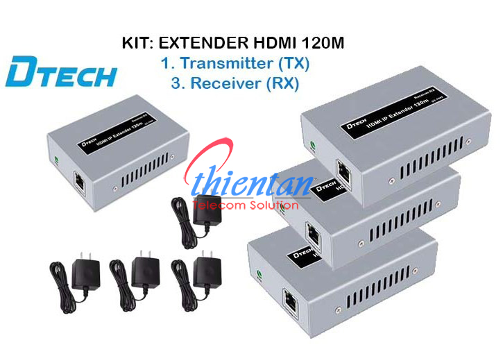 bộ chuyển đổi hdmi sang lan 1 ra 3 màn dtech