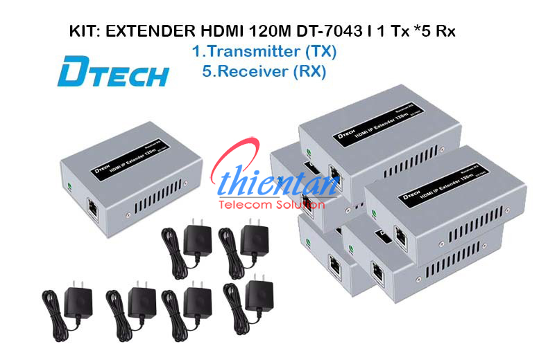 bộ chuyển đổi hdmi sang lan 1 ra 5 màn dtech